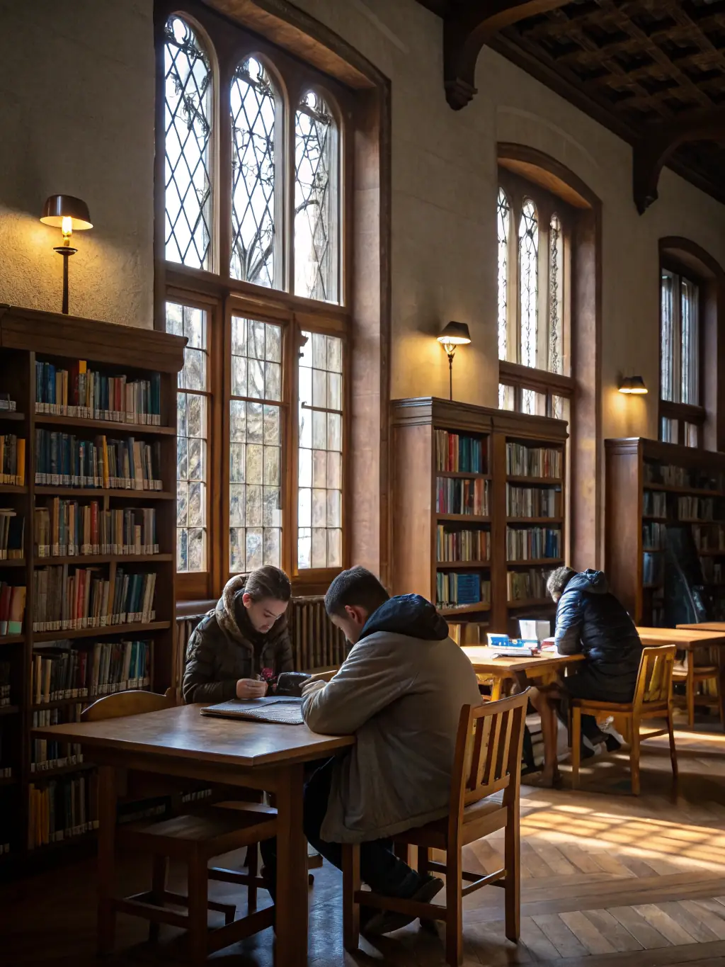 A spacious and well-stocked library with students reading and researching, promoting a culture of reading and lifelong learning.